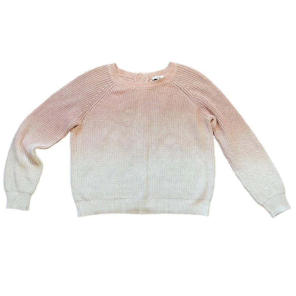 Lucky Brand Ombre Sweater Dip Dye Women's Large Full Button Back 100% Cotton